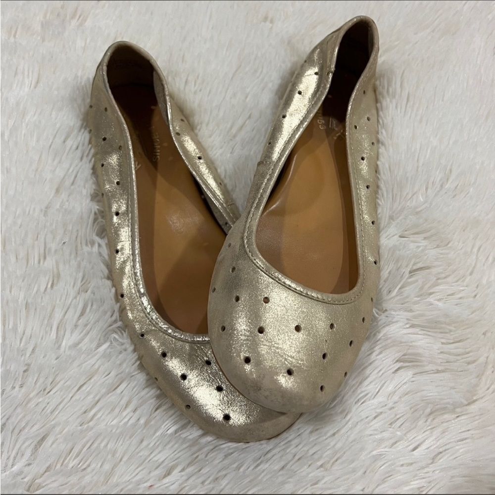 Kork-Ease Metallic Gold Perforated Ballet Flats